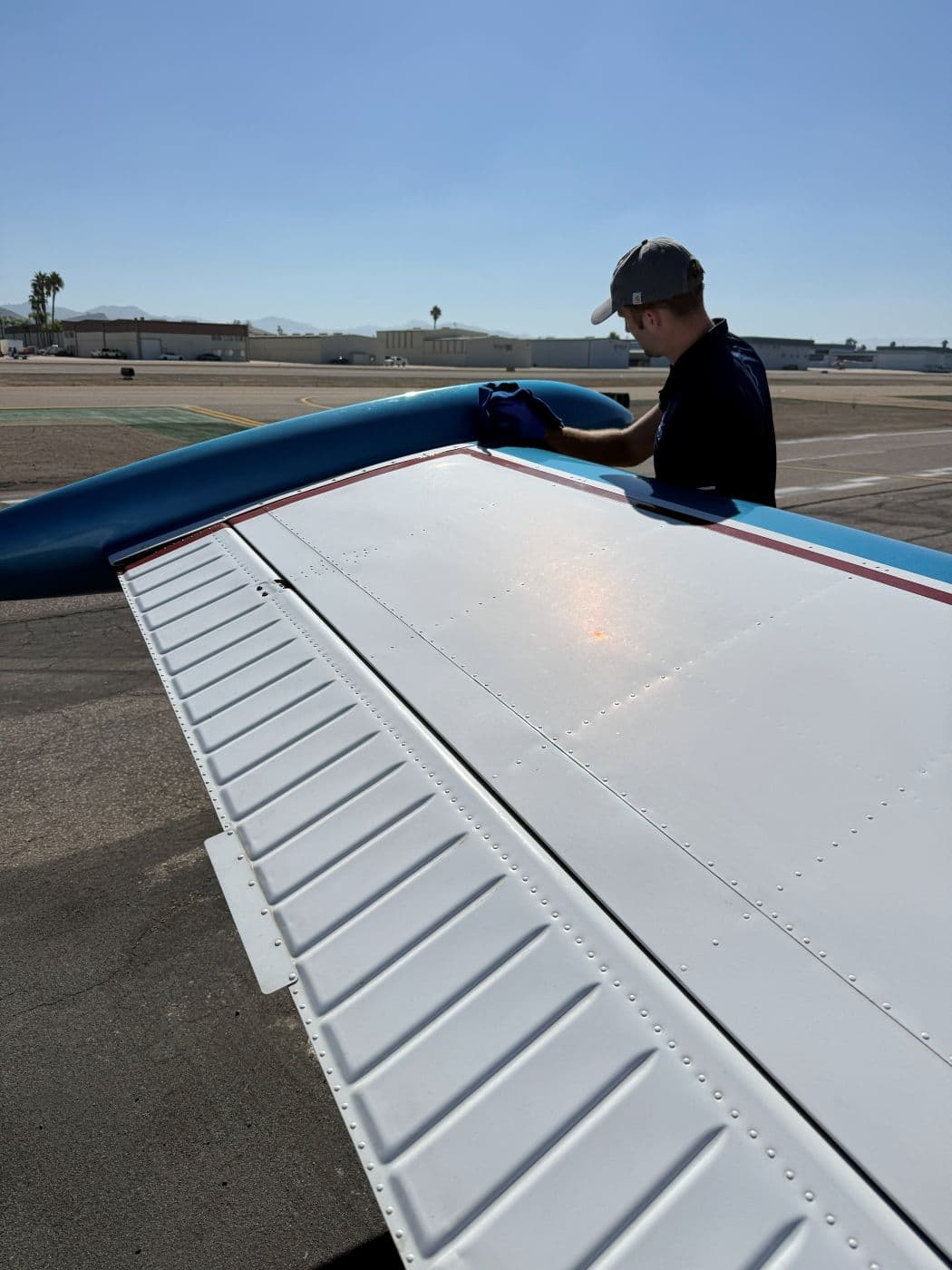 Jack wiping down the clean wing