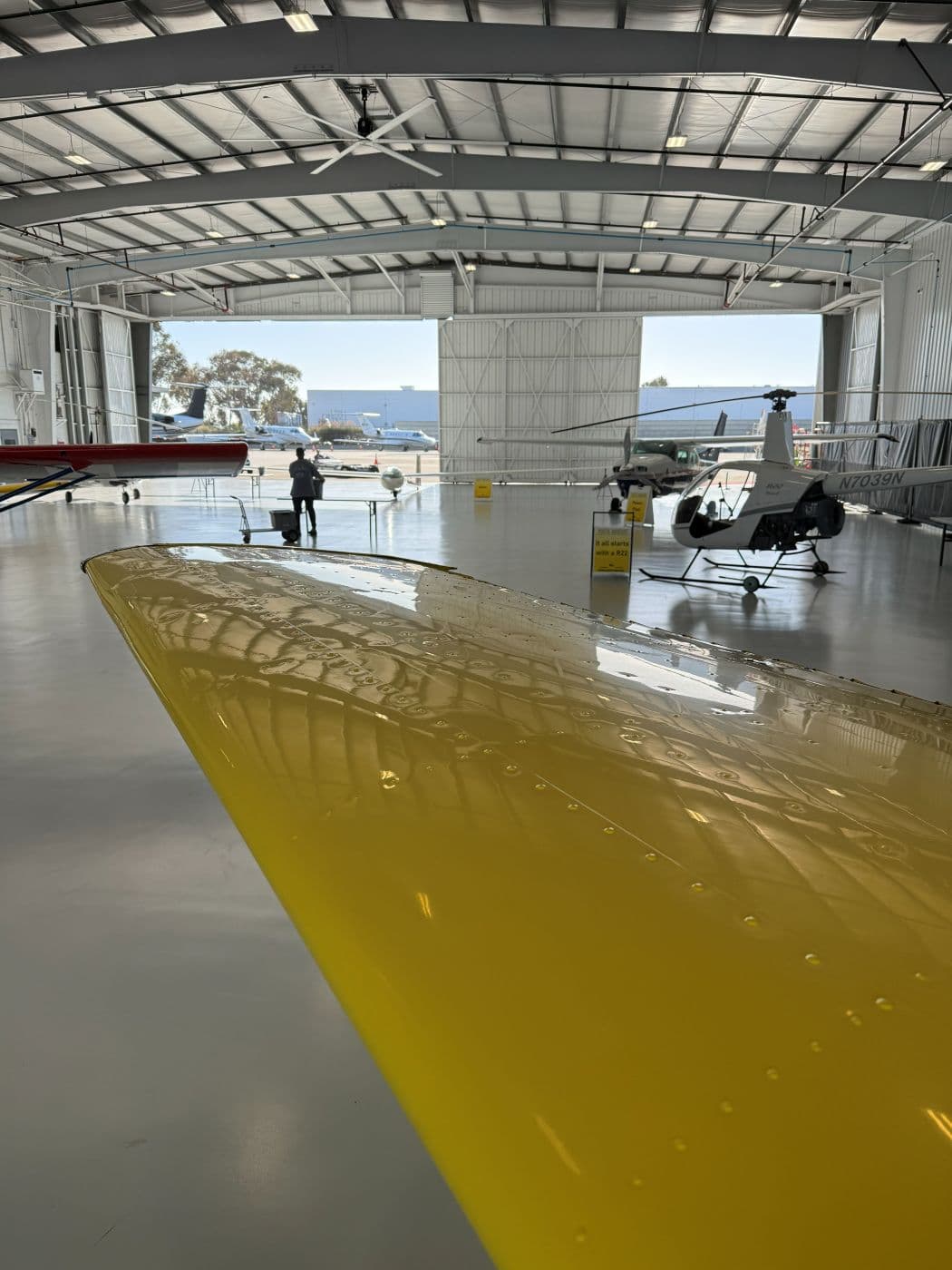 A clean wing looking out toward the ramp
